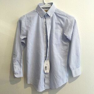 Class Club Boys Blue and White Check Button-Down Shirt